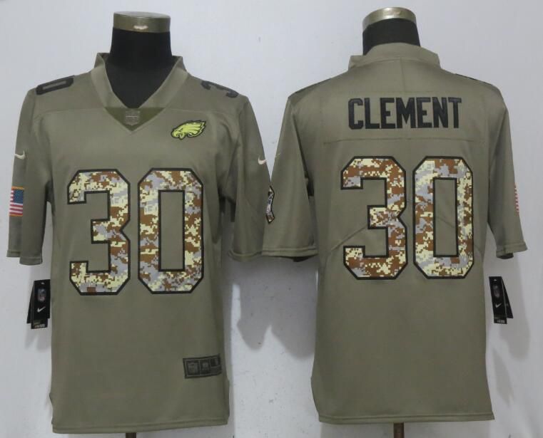 Men Philadelphia Eagles #30 Clement Olive Camo Carson Salute to Service Nike Limited NFL Jerseys->->NFL Jersey